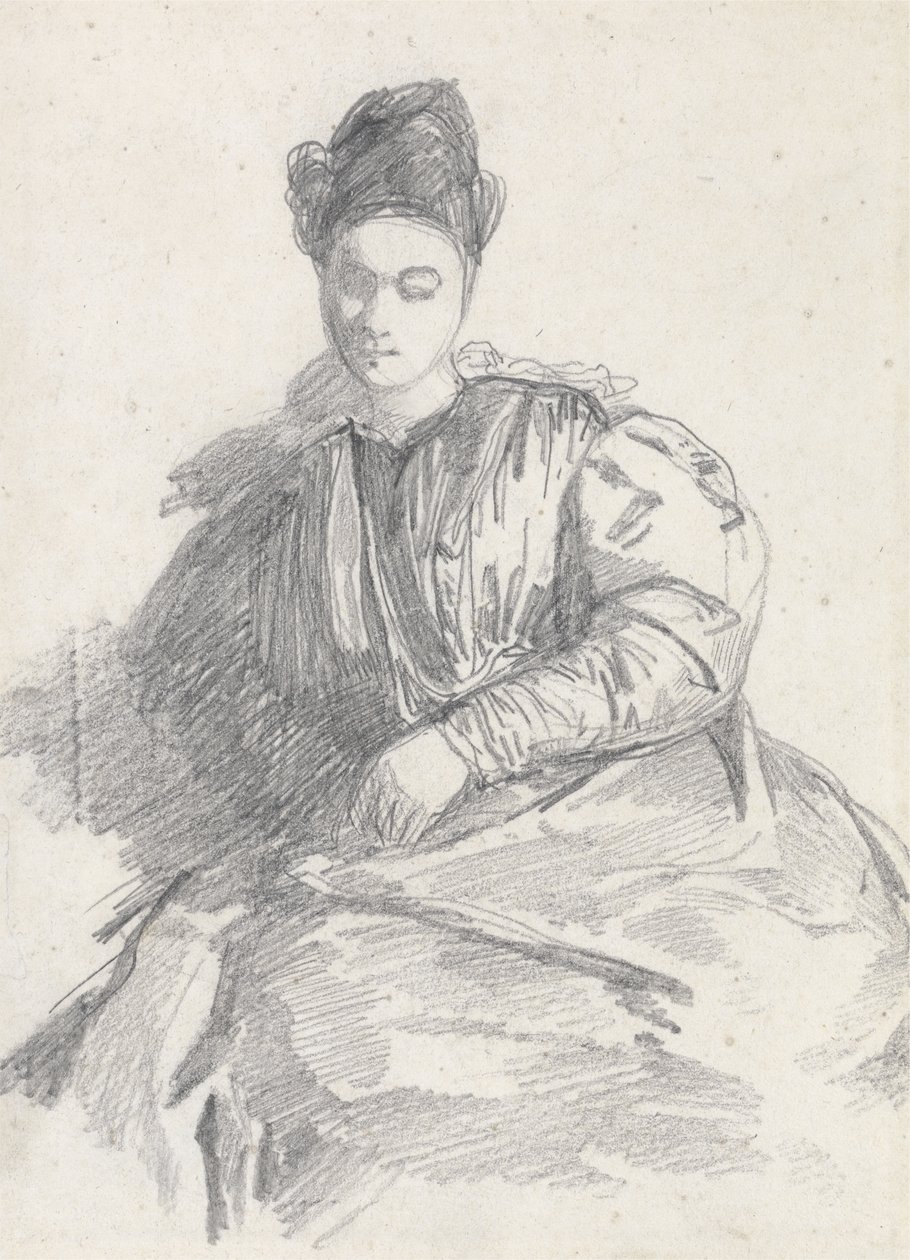 Studie av en sittende kvinne (grafitt på papir) av Richard Parkes Bonington