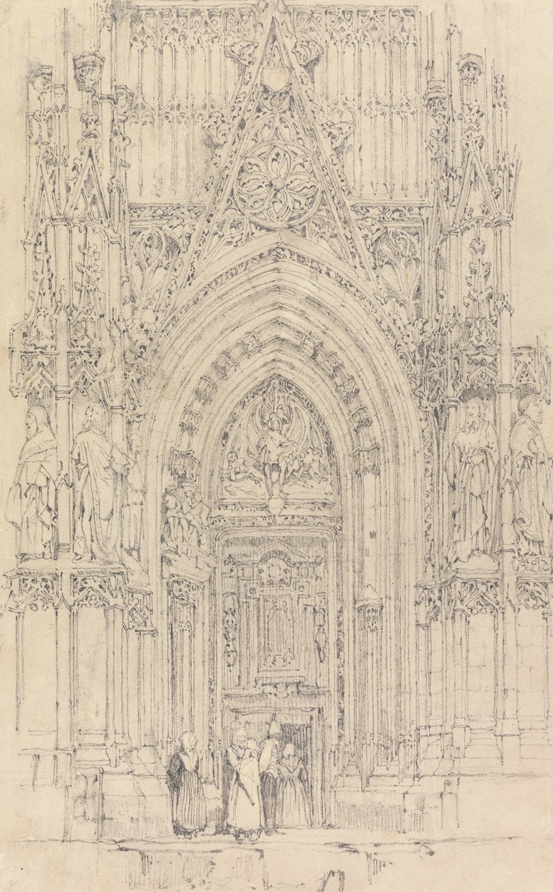 The Church of St. Wulfran, Abbeville: The North Door of the West Front av Richard Parkes Bonington