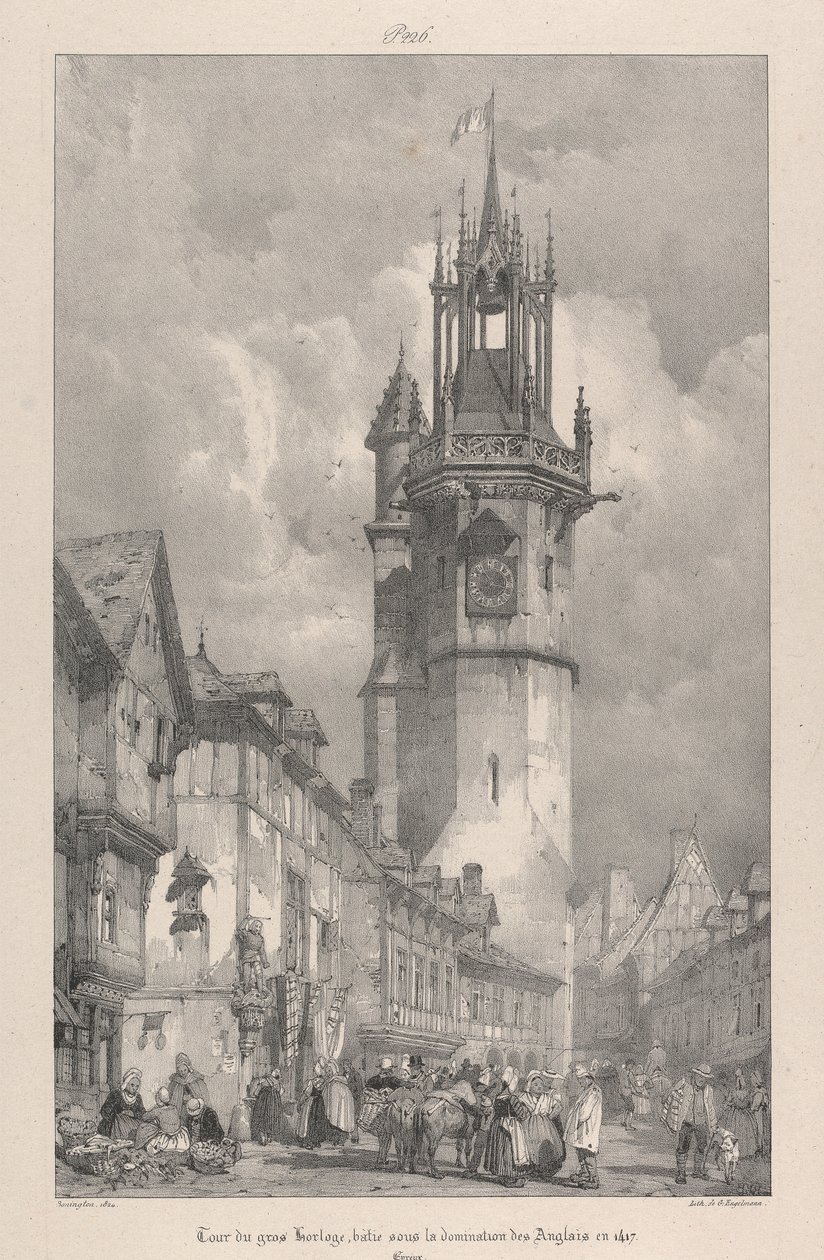 Gros Horloge Tower, Batie under engelsk dominans i 1417 av Richard Parkes Bonington