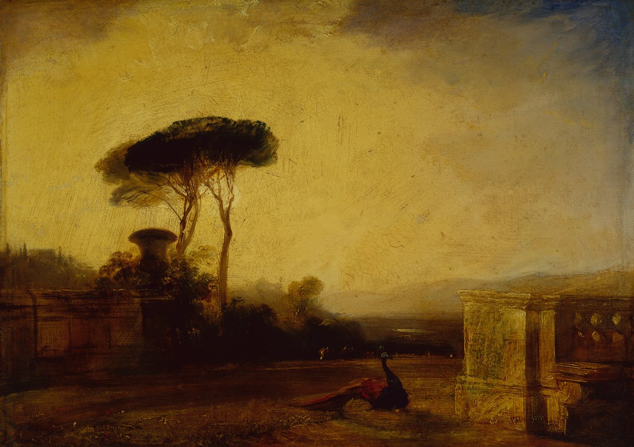 Utsikt over eiendommen til en villa nær Firenze (olje på lerret) av Richard Parkes Bonington