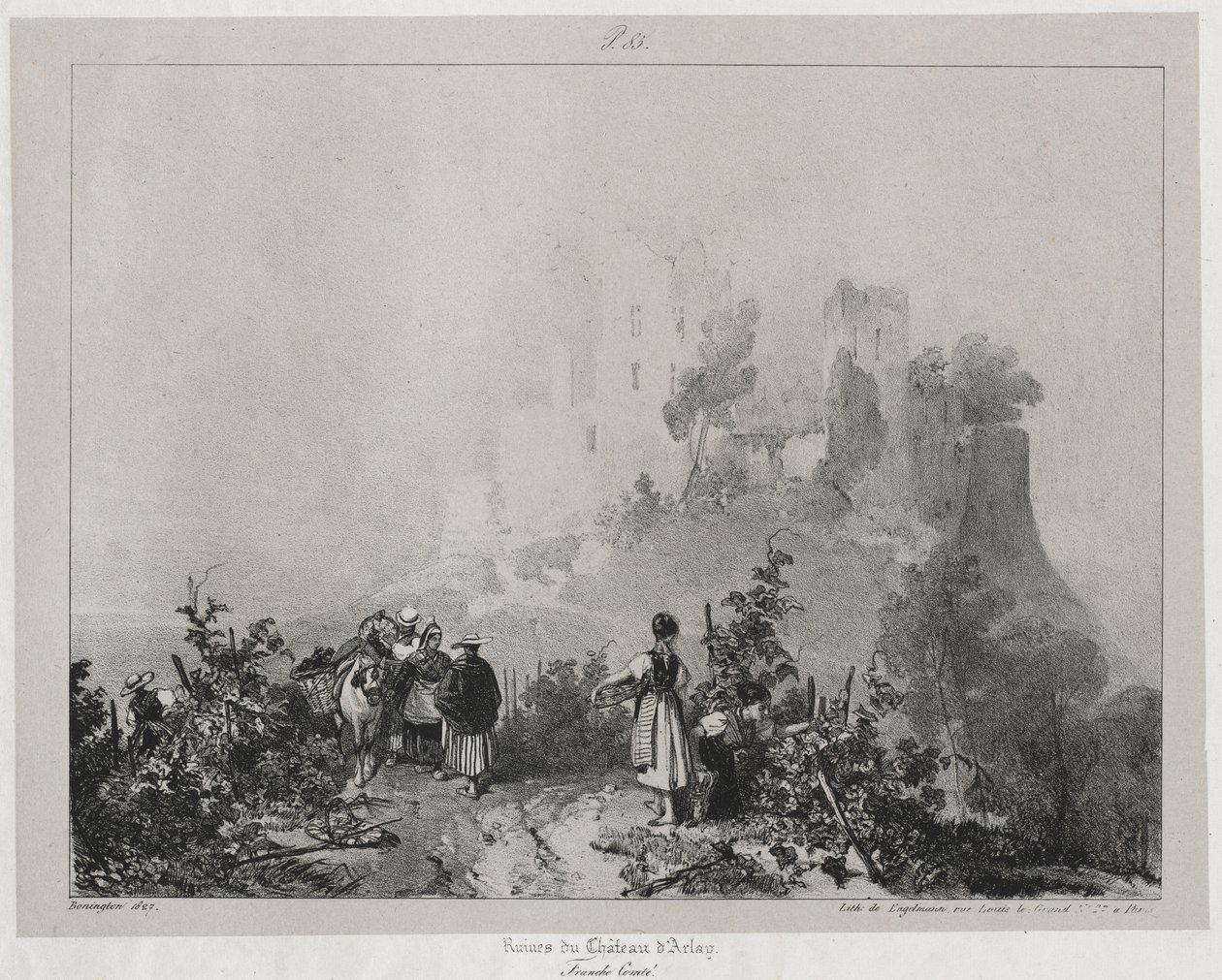 Pittoreske og romantiske reiser i det gamle Frankrike, Franche-Comté: Ruinene av slottet Arlay av Richard Parkes Bonington