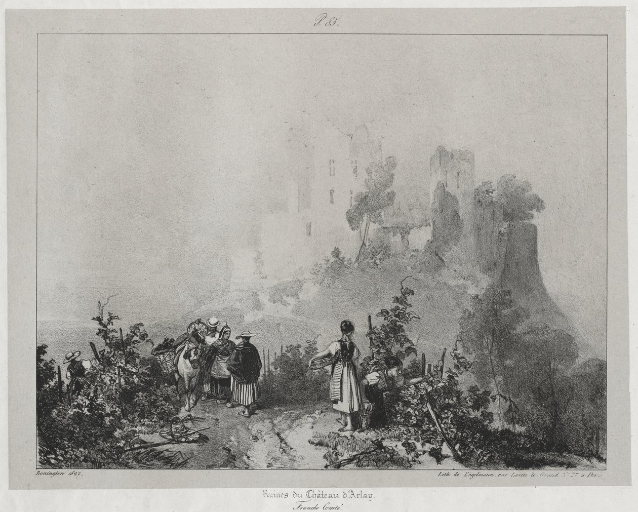 Pittoreske og romantiske reiser i det gamle Frankrike, Franche-Comté: Ruinene av slottet Arlay av Richard Parkes Bonington