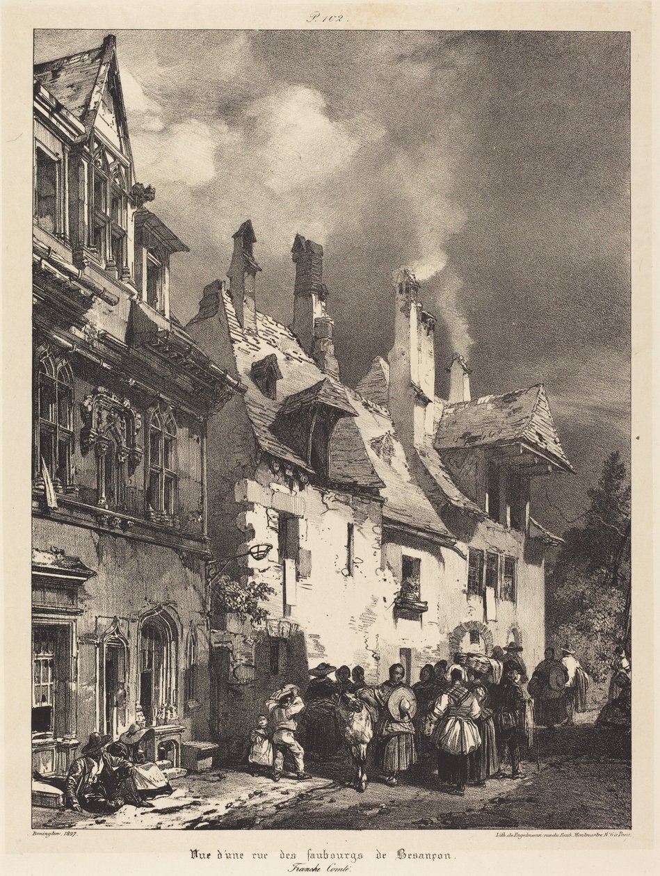 Utsikt over en gate i Besançons utkanter av Richard Parkes Bonington