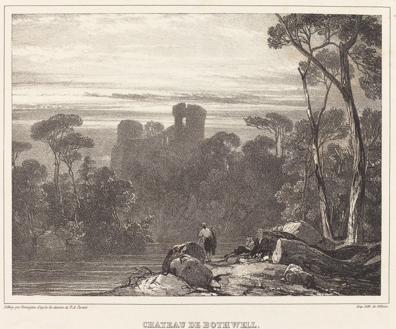 Castle of Bothwell av Richard Parkes Bonington after Francois Alexandre Pernot