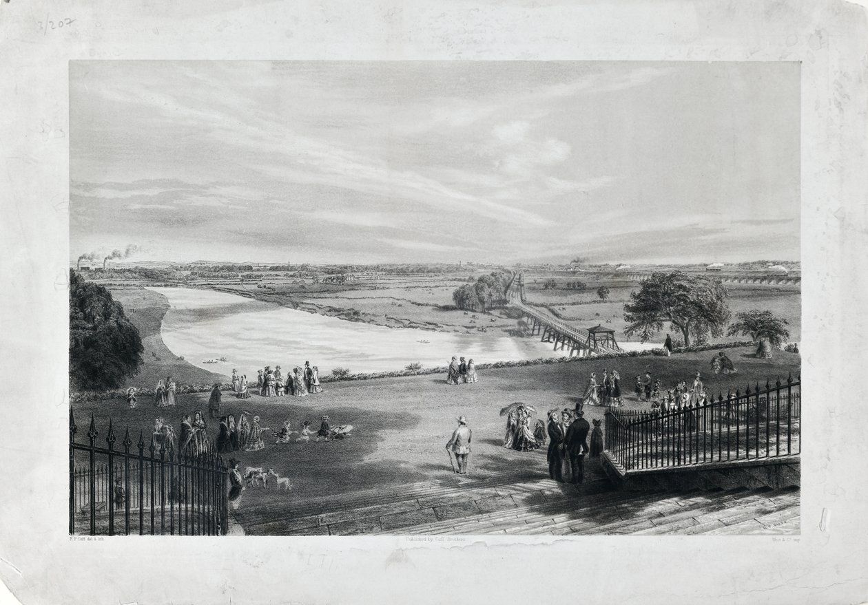 Avenham amp; Miller Park, ca. 1870 (tonet lito på papir) av Richard Parminter Cuff
