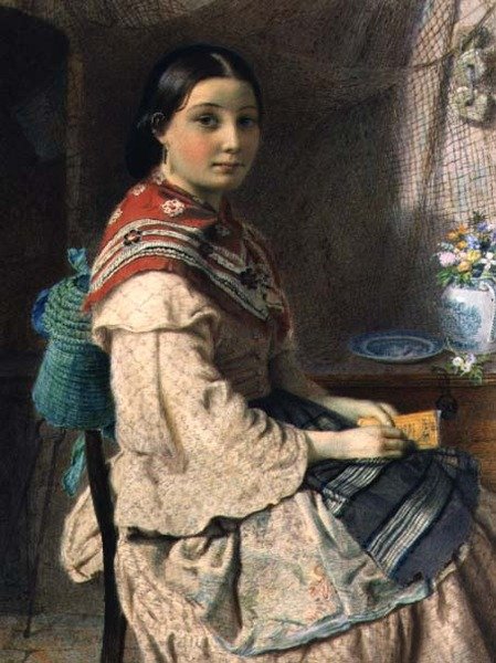 The Fishergirl (akvarell på papir) av Richard Peter Richards