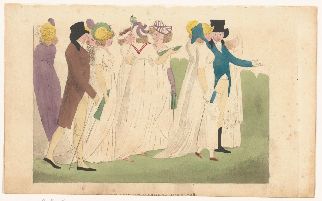 Magazine of Female Fashions of London and Paris: Kensington Gardens juni 1798 av Richard Phillips