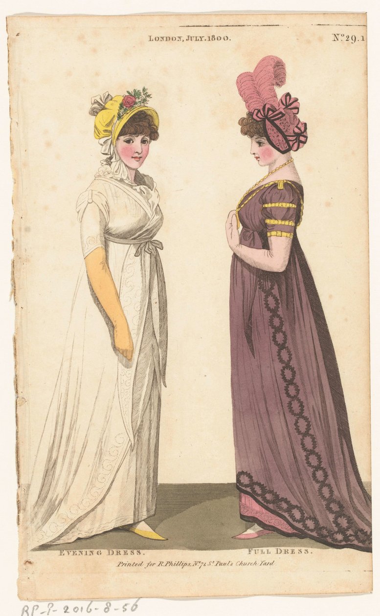 Magazine of Female Fashions of London and Paris, nr. 29.1: London, juli. 1800: Aftenkjole; Hel kjole av Richard Phillips