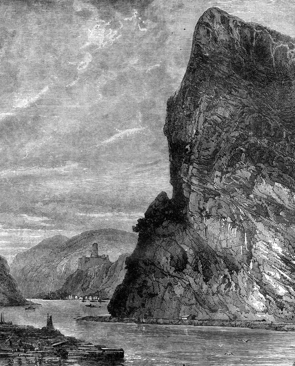 Loreley rock, nær St Goarshausen, Tyskland, 1800-tallet av Richard Principal Leitch