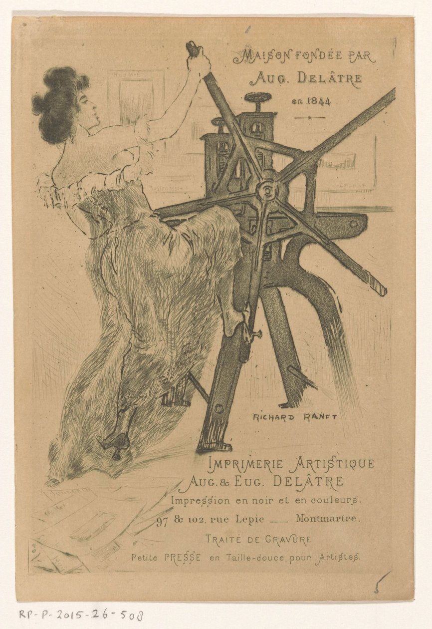 Visittkort fra trykkeriene Auguste og Eugène Delâtre i Paris av Richard Ranft