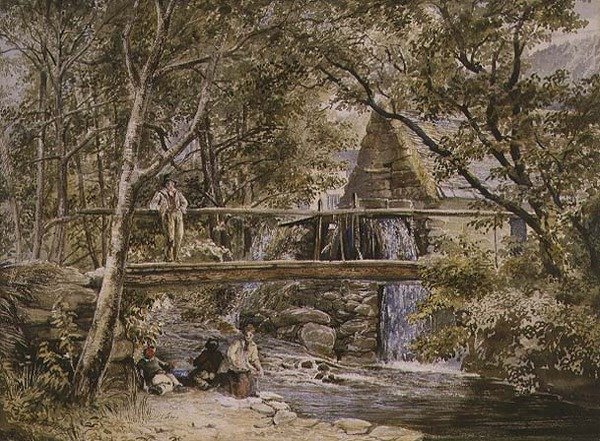 PD.247-1989 An Overshot Mill (akvarell) av Richard Redgrave