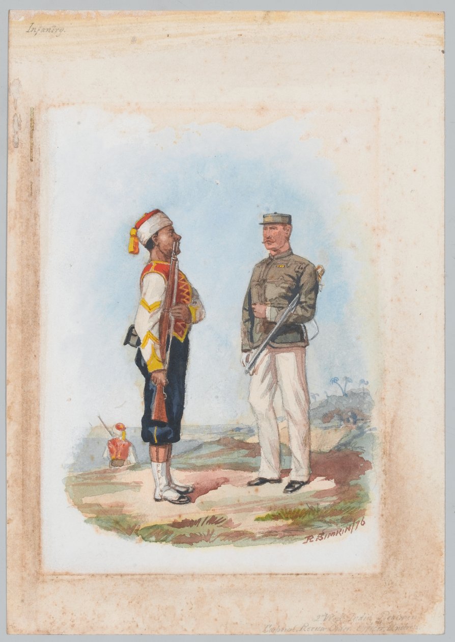 Infanteri, 2nd West India Regiment (akvarell over blyant) av Richard Simkin