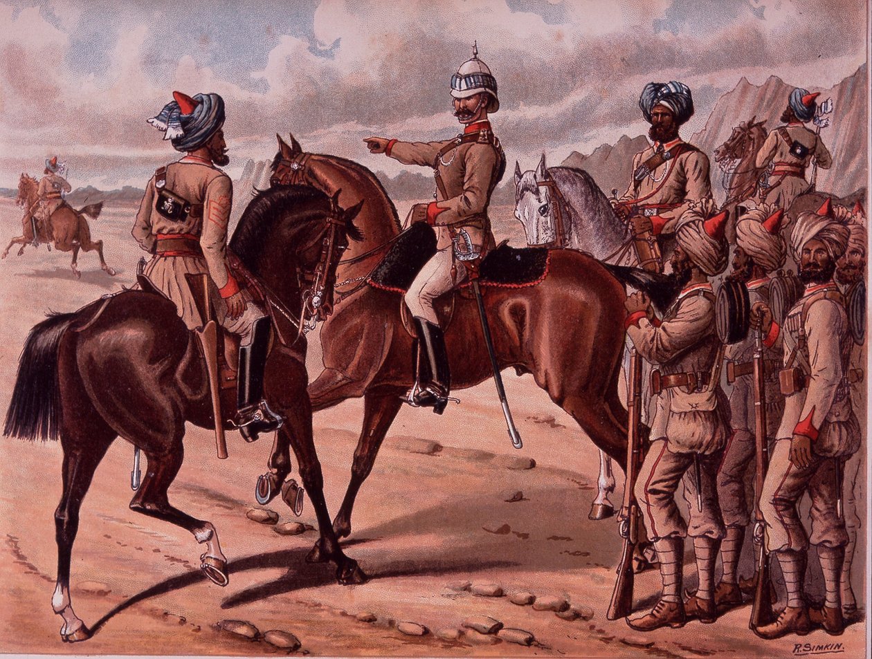 The Corps of Guides, ca. 1895 (farge litho) av Richard Simkin