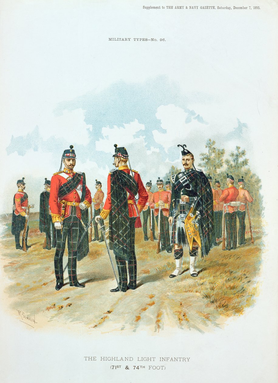 The Highland Light Infantry, fra tillegget til Art and Navy Gazette, 7. desember, 1895 av Richard Simkin