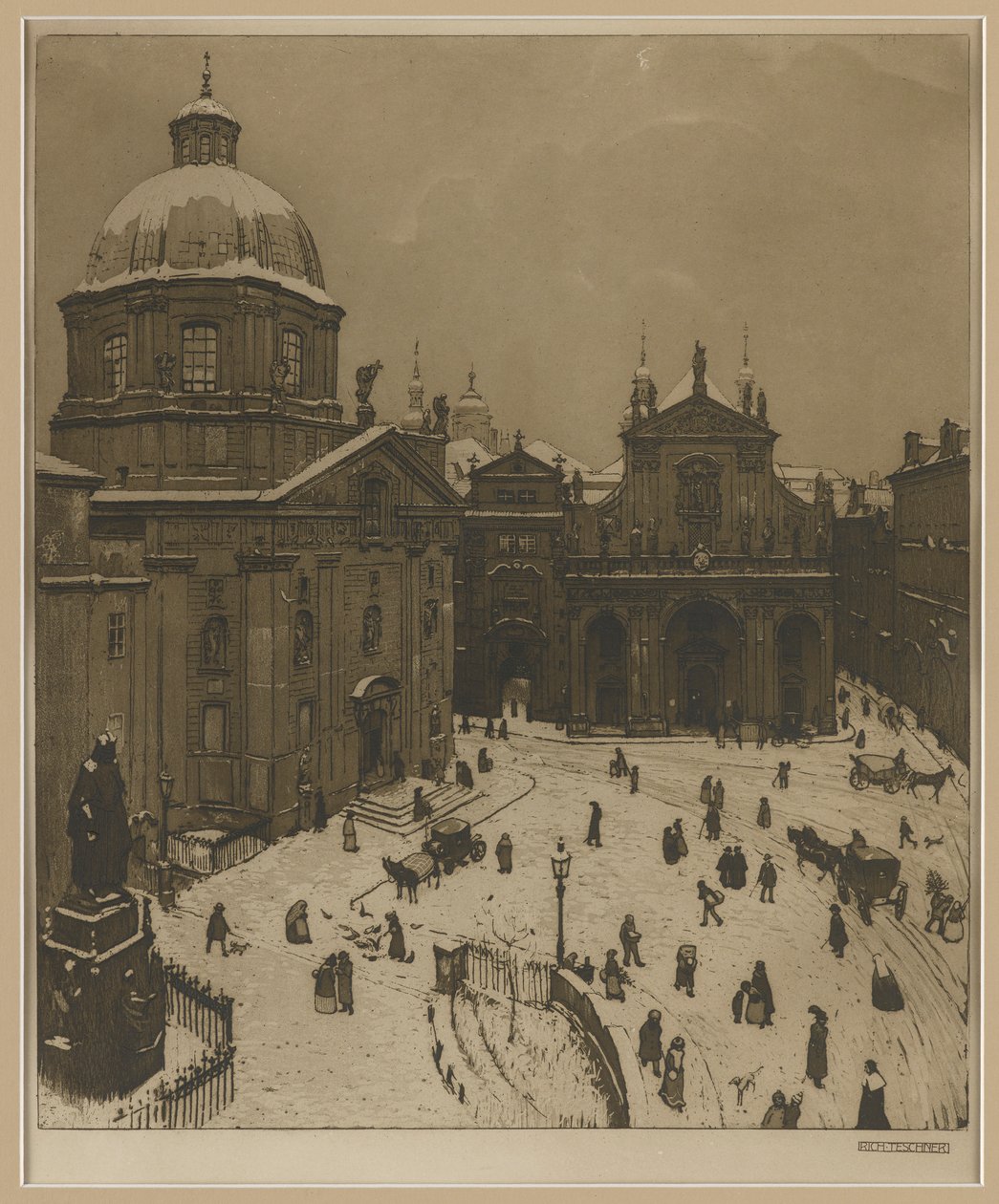 Kreuzherrenplatz i Praha av Richard Teschner