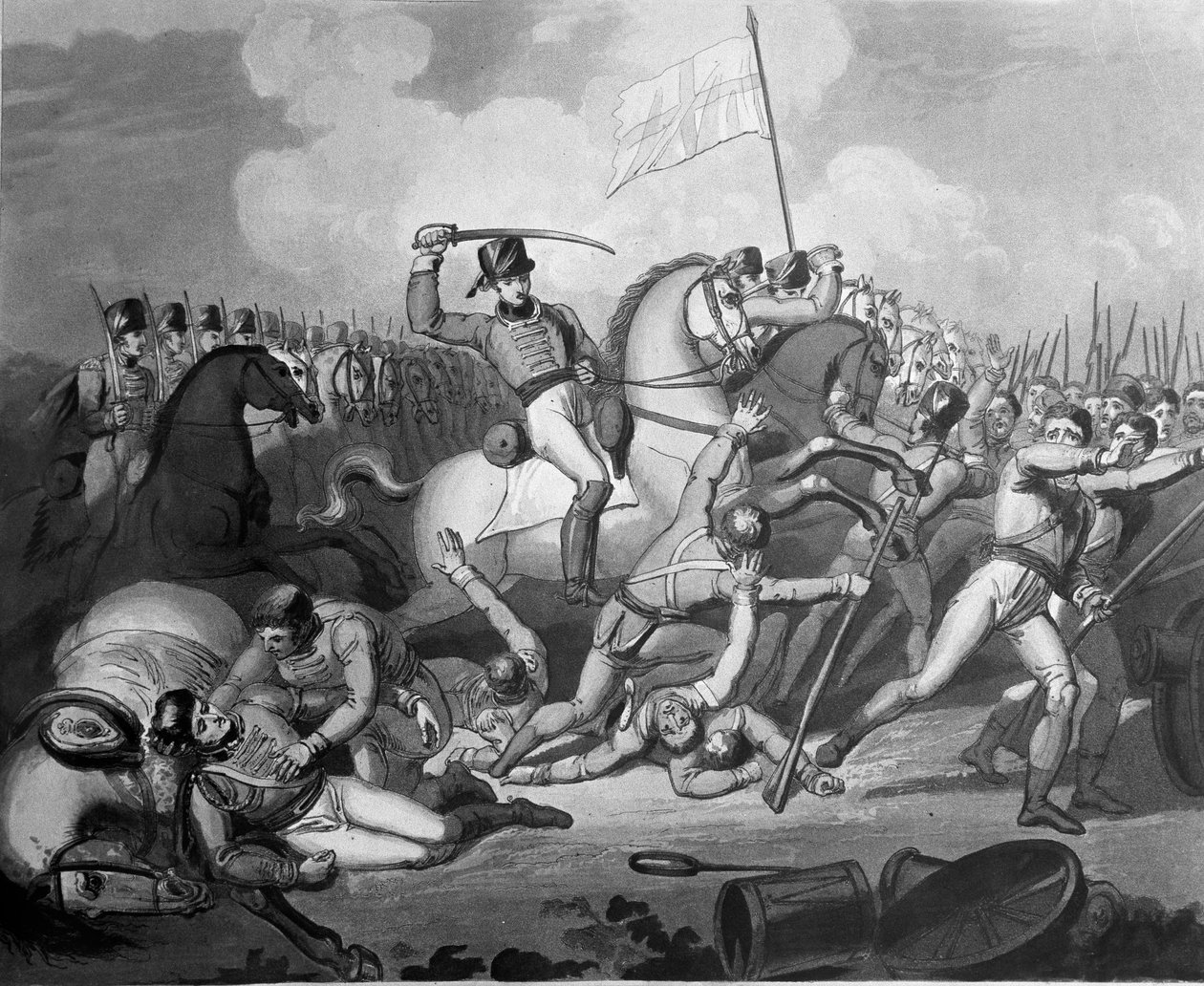 Kavaleriangrep mot fransk infanteri, slaget ved Salamanca, 22. juli 1812, 1819 (akvatint) av Richard Westall