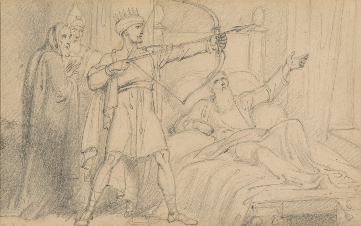 Elisja på dødsleiet hans (2. Kongebok 12:17) av Richard Westall