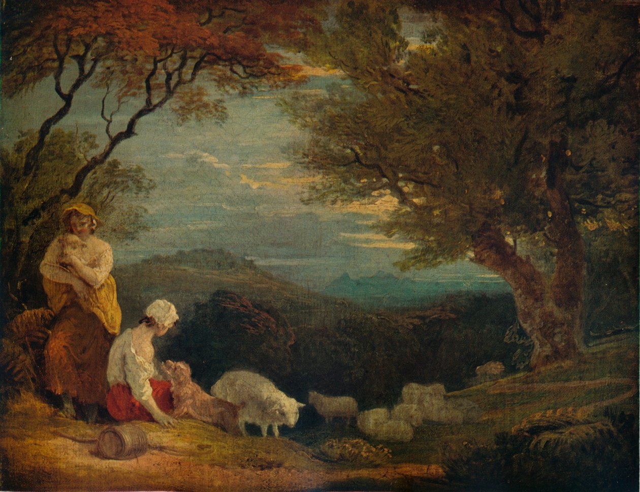 Landskap med kvinner, sauer og hunder, c1811, 1938 av Richard Westall