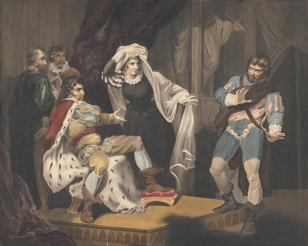 Teaterfigurer om en trone av Richard Westall
