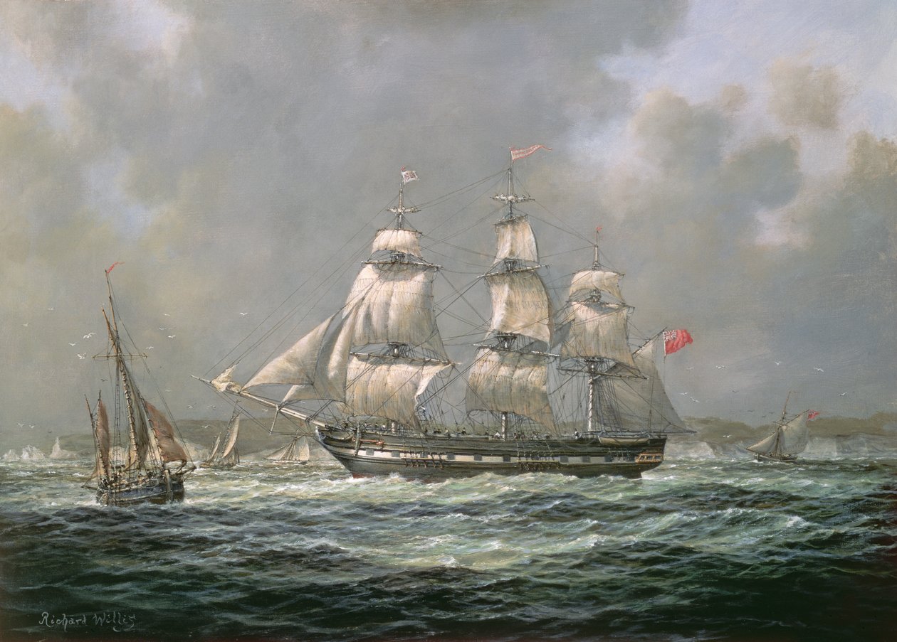 Østindiamannen H.C.S. Thomas Coutts off the Needles, Isle of Wight av Richard Willis