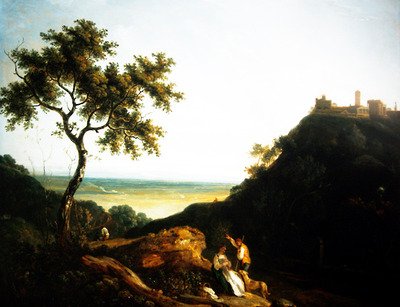 Et walisisk landskap med figurer (olje på lerret) av Richard Wilson