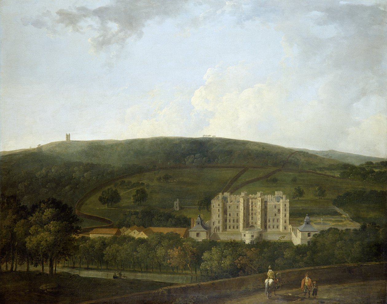 O vedere a Elizabethan Chatsworth (ulei pe pânză) norvegian av Richard Wilson