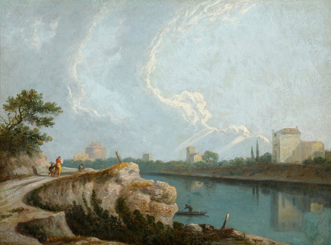Banks of the Tiber, Roma (olje på lerret) av Richard Wilson