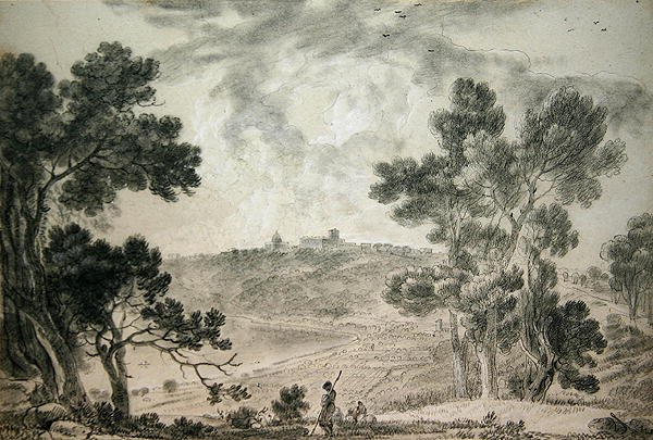 Castel Gandolfo (svart kritt på papir) av Richard Wilson