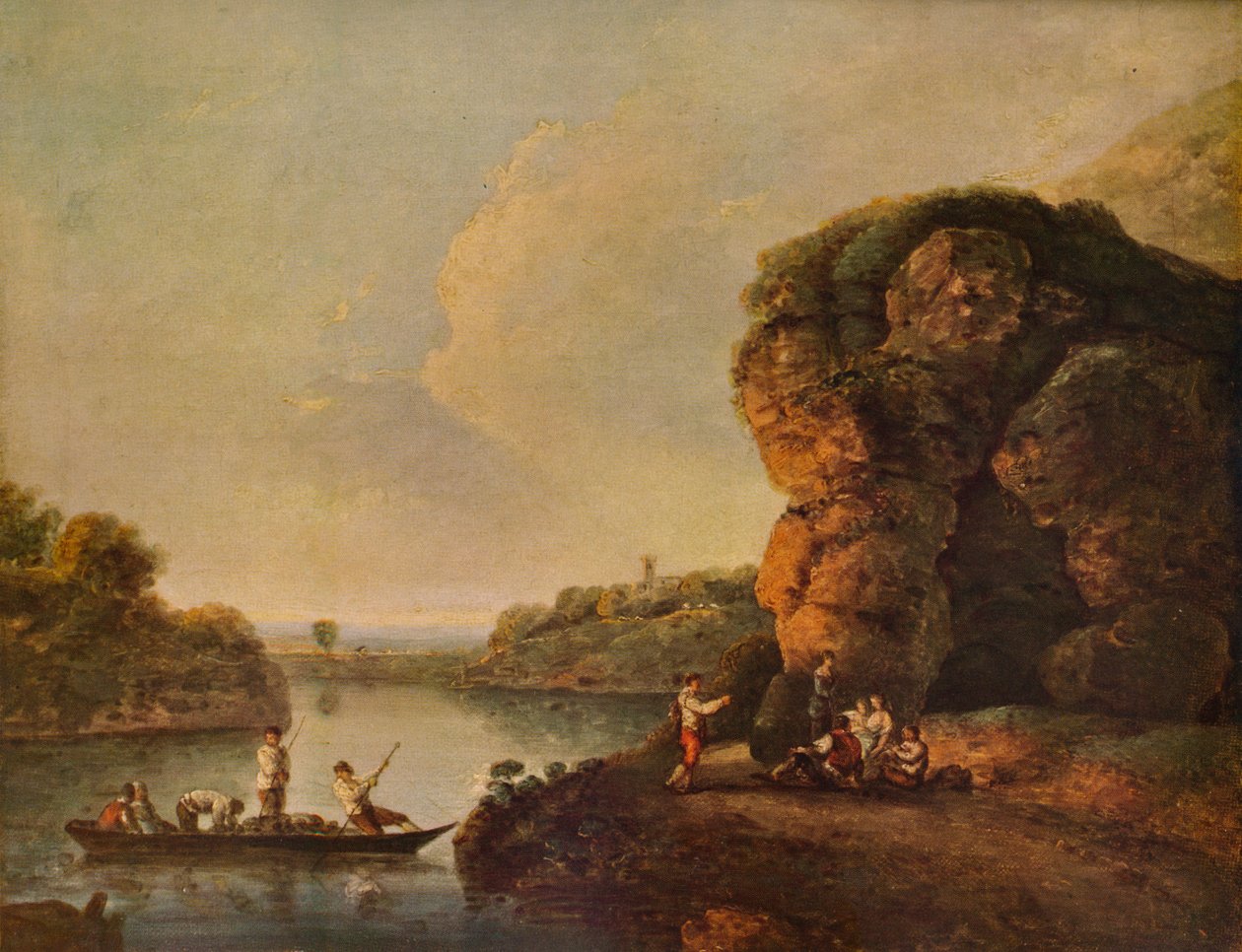 Landskap, med elv og båter, c1758, 1938 av Richard Wilson