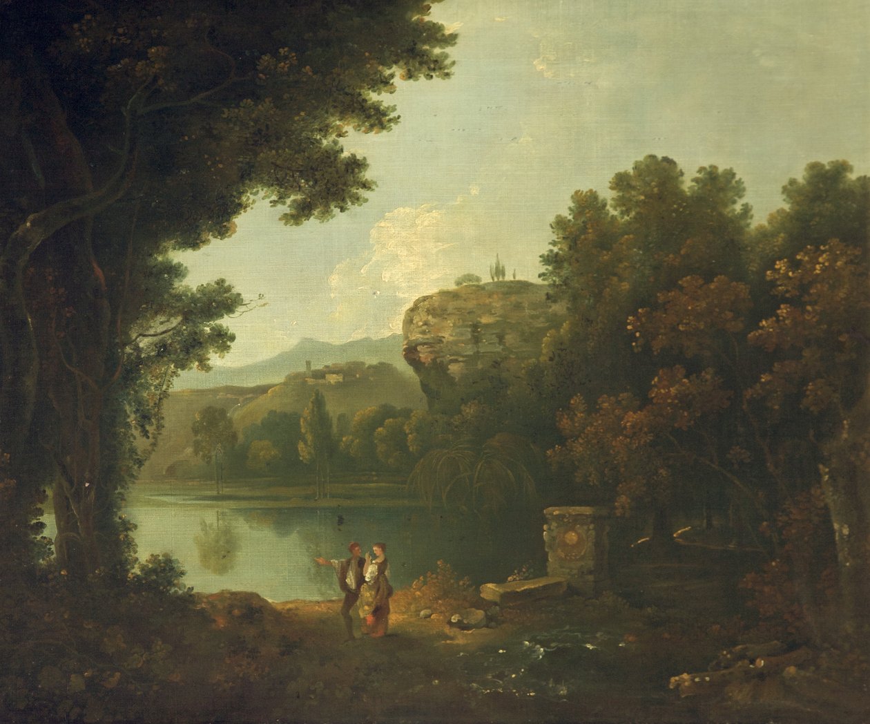 På Tiberen nær Roma (olje på lerret) av Richard Wilson