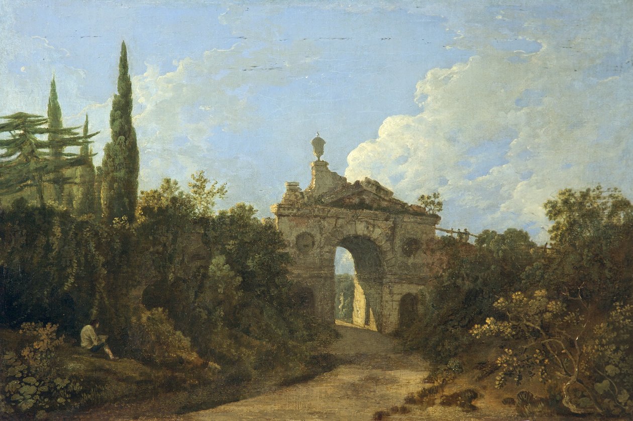 Ruined Arch ved Kew Gardens, Surrey (olje på lerret) av Richard Wilson