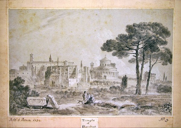 Temple of Bacchus (blyant og vask på papir) av Richard Wilson