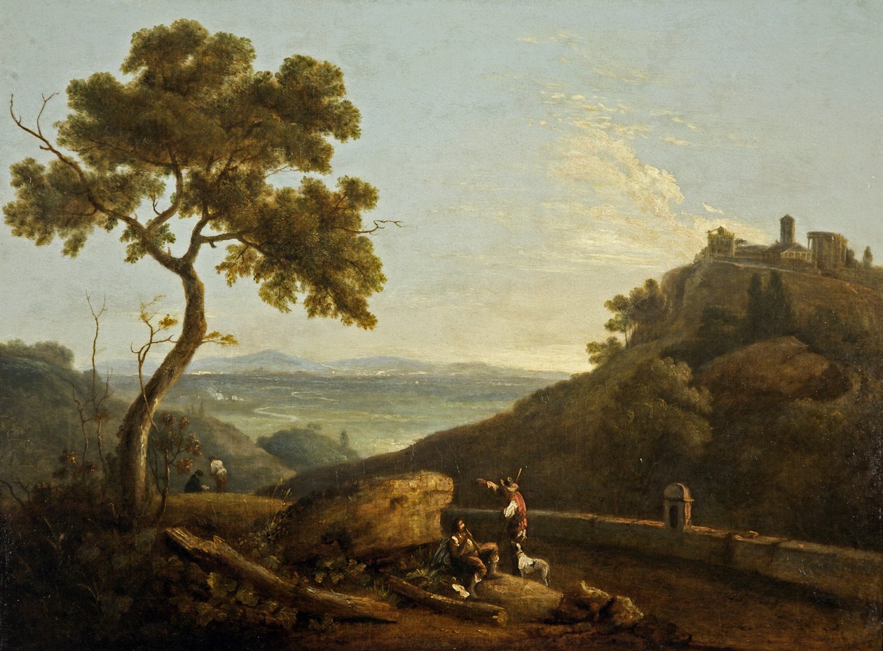 The Temple of the Sybil and the Campagna, Tivoli, Italy (oil on canvas)   1398981   no       norwegian Successfully Translated  Original: The True Method of Sitting a Horse, Mathematically Delineated, 1809., 1809. Translat: The True Method of Sitting a Hor av Richard Wilson