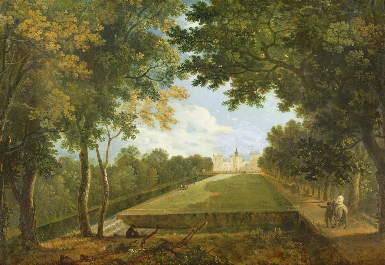 Wilton House, østutsikt som viser den gamle inngangen (olje på lerret) av Richard Wilson