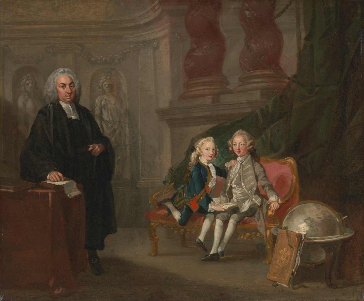 Prins George og prins Edward Augustus, sønner av Frederick, prins av Wales, med deres lærer Dr. Francis Ayscough av Richard Wilson