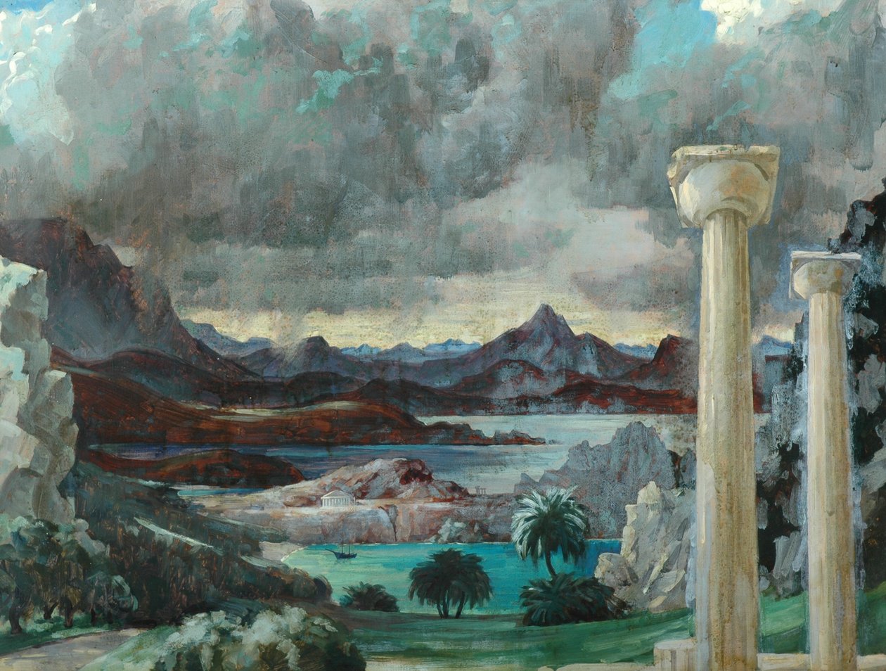 Storm over Hellas (olje på lerret) av Richard Wyndham