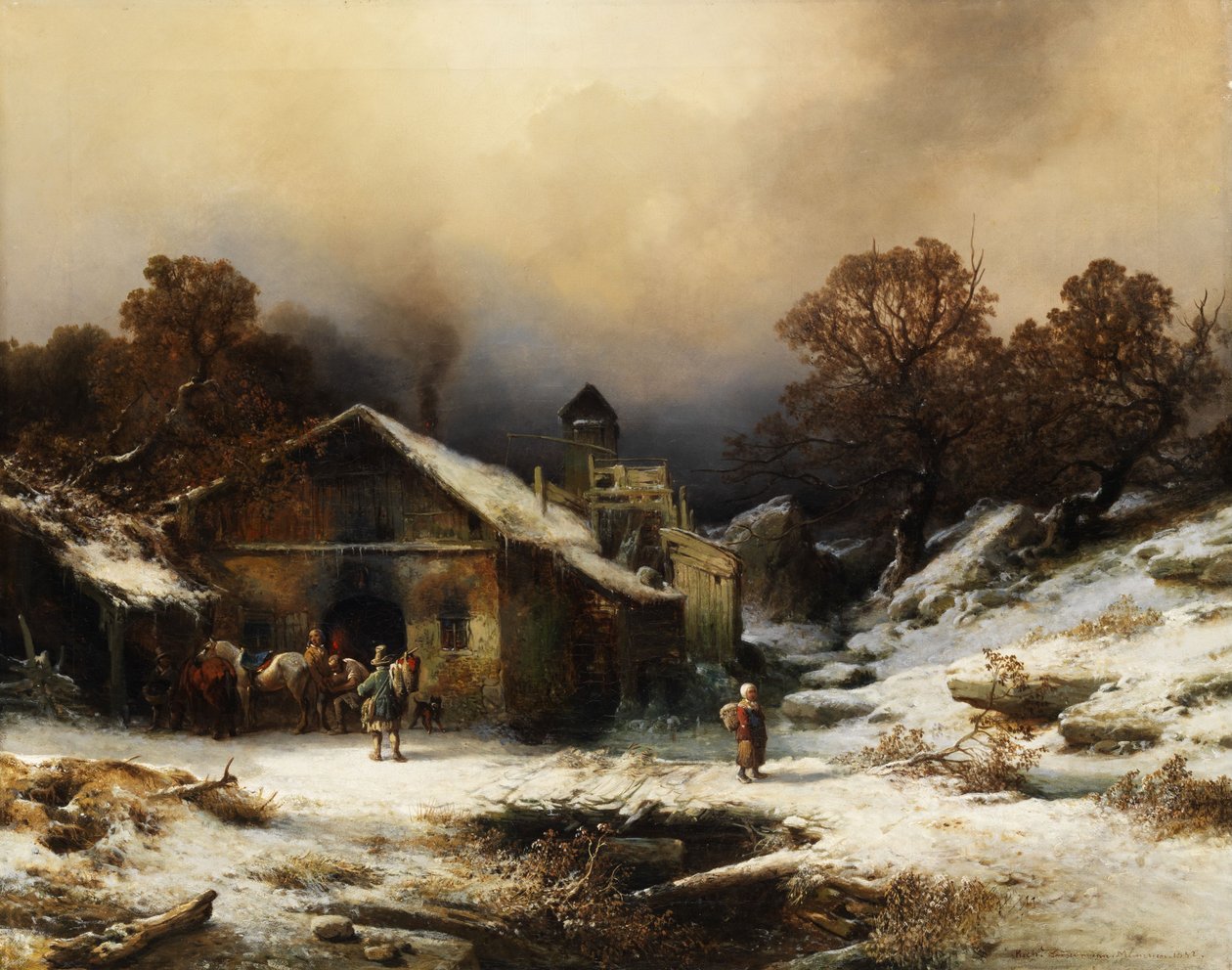 Snølandskap med våningshus av Richard Zimmermann