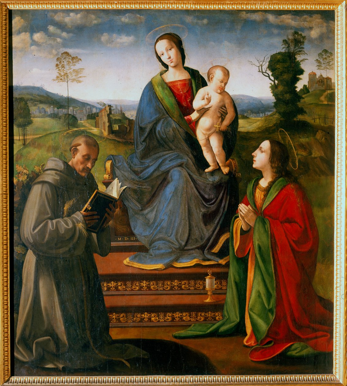 Madonna og barn med de hellige Frans og Maria Magdalena av Ridolfo Ghirlandaio