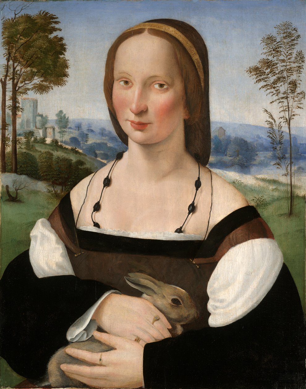 Portrett av en dame med en kanin av Ridolfo Ghirlandaio