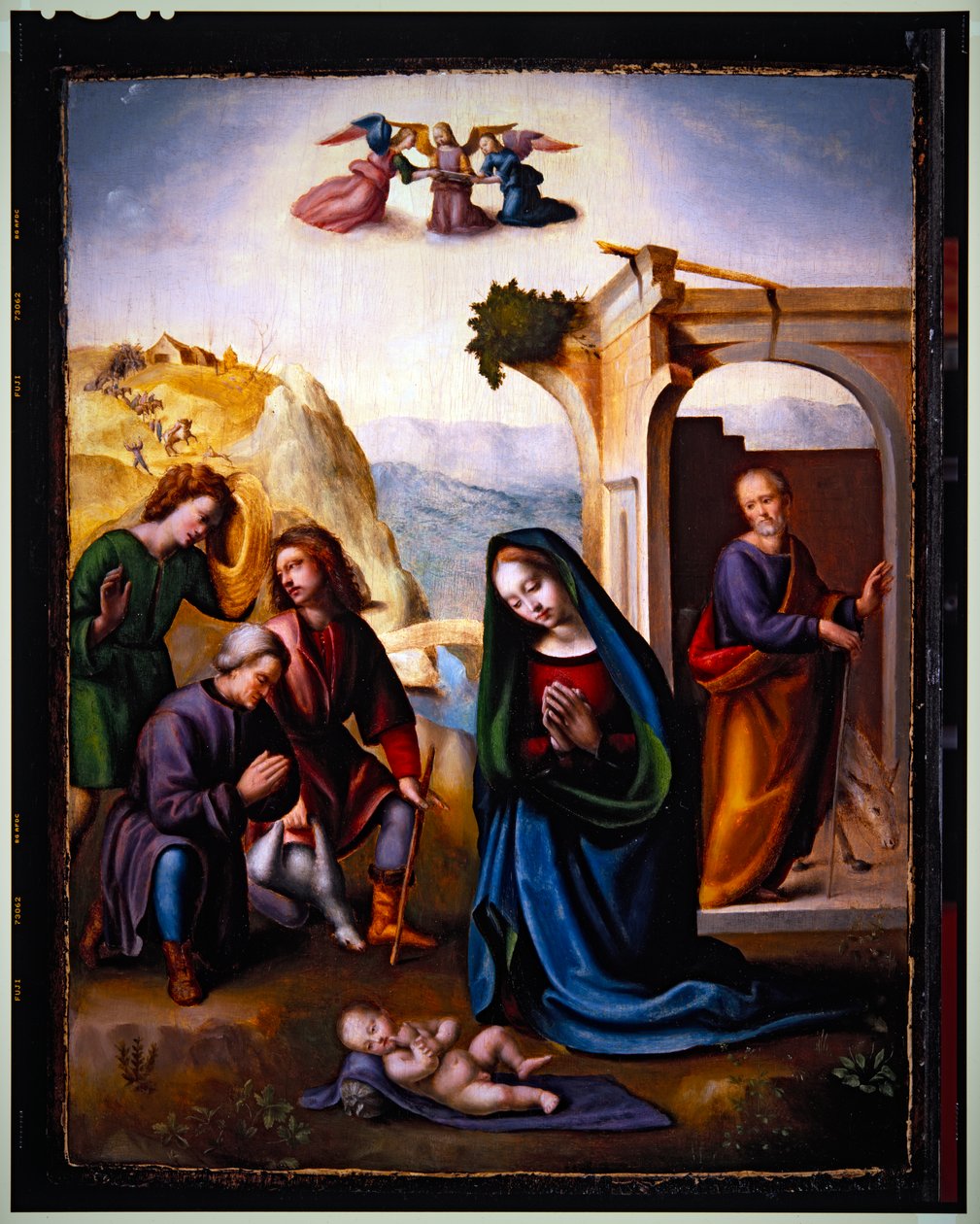 Hyrdenes tilbedelse (olje på panel) av Ridolfo Il (1483 1561) Ghirlandaio