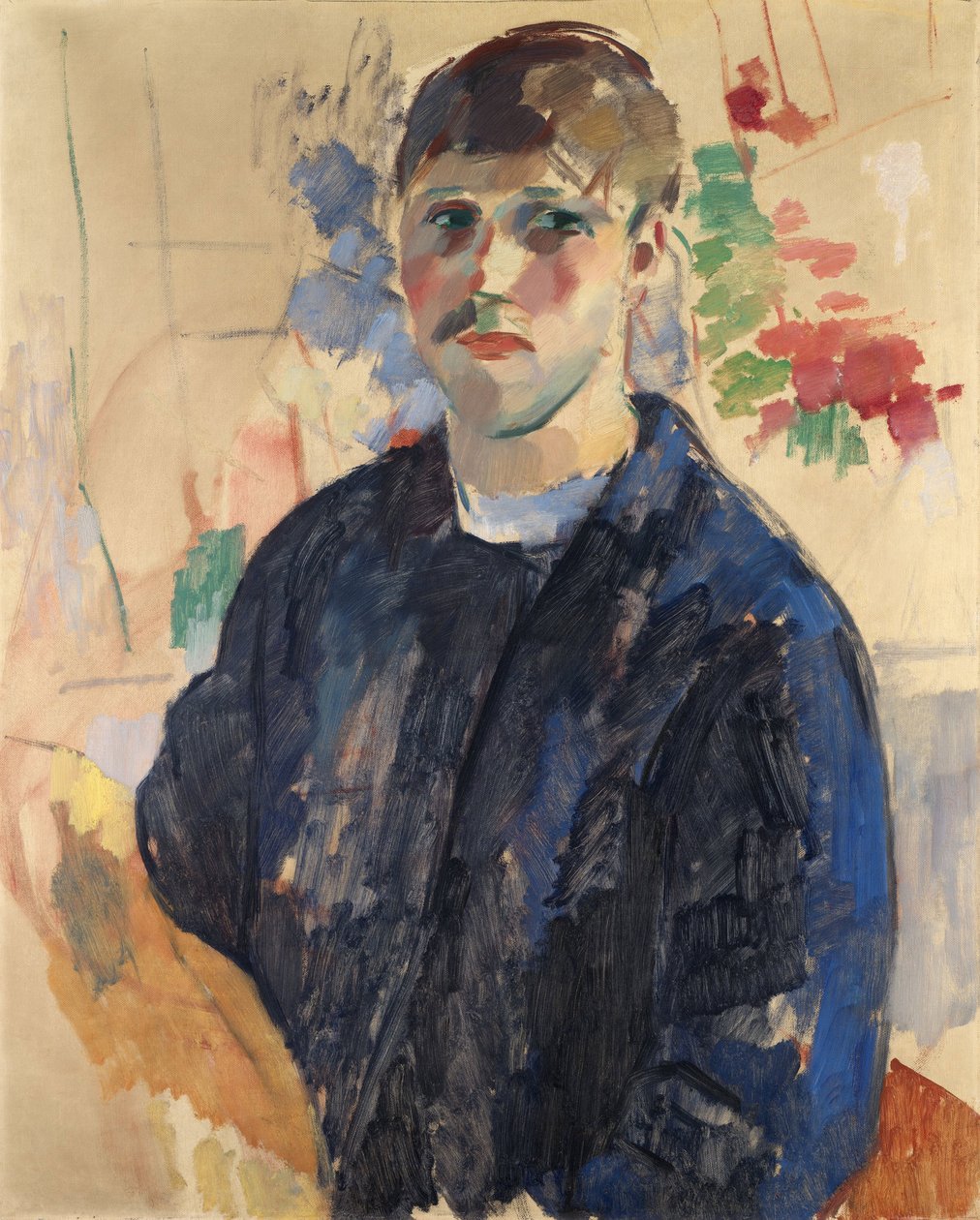 Selvportrett med blå bluse - Selvportrett med blå bluse, av Wouters, Rik (1882-1916). olje på lerret av Rik Wouters