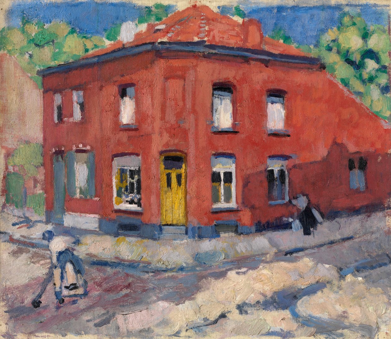 The Red House, Late Snow (olje på lerret) av Rik Wouters