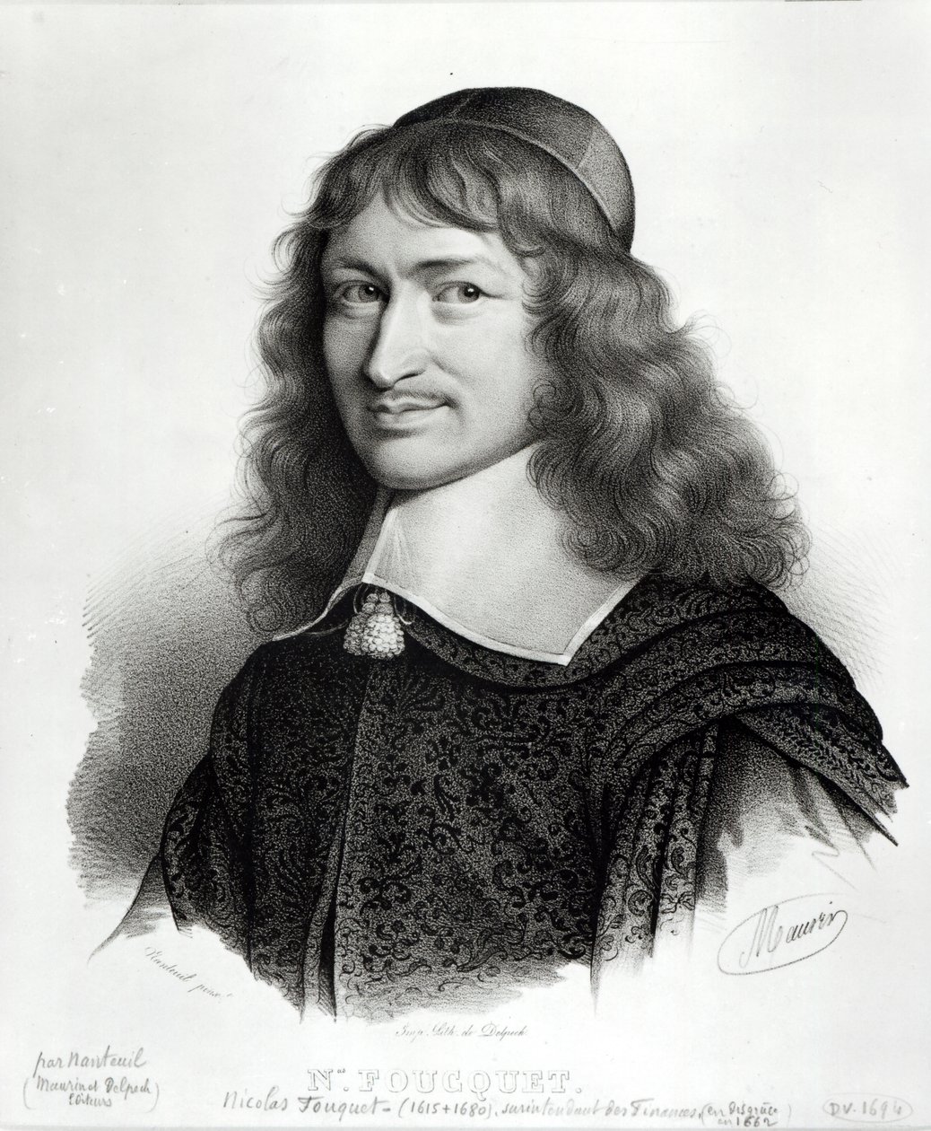 Portrett av Nicolas Fouquet (1615-80) gravert av Maurin av Robert Nanteuil