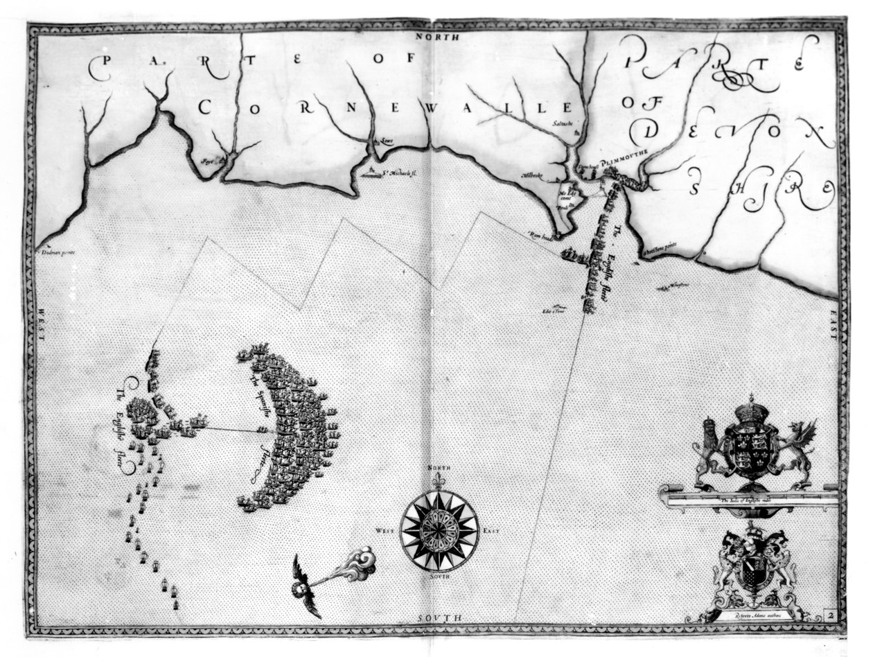 Kart nr. 2 som viser ruten til Armada-flåten, gravert av Augustine Ryther, 1588 av Robert Adams