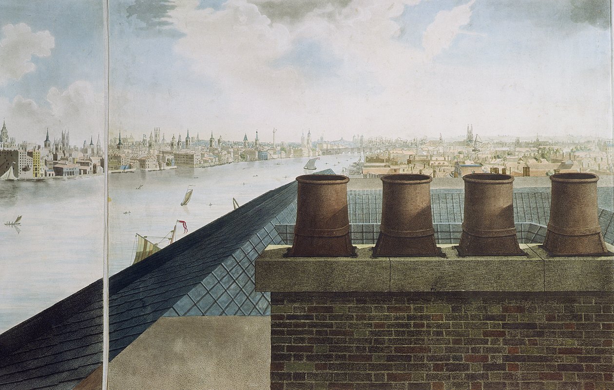 Panoramautsikt over London, 1792-93 (farget akvatint) av Robert Barker