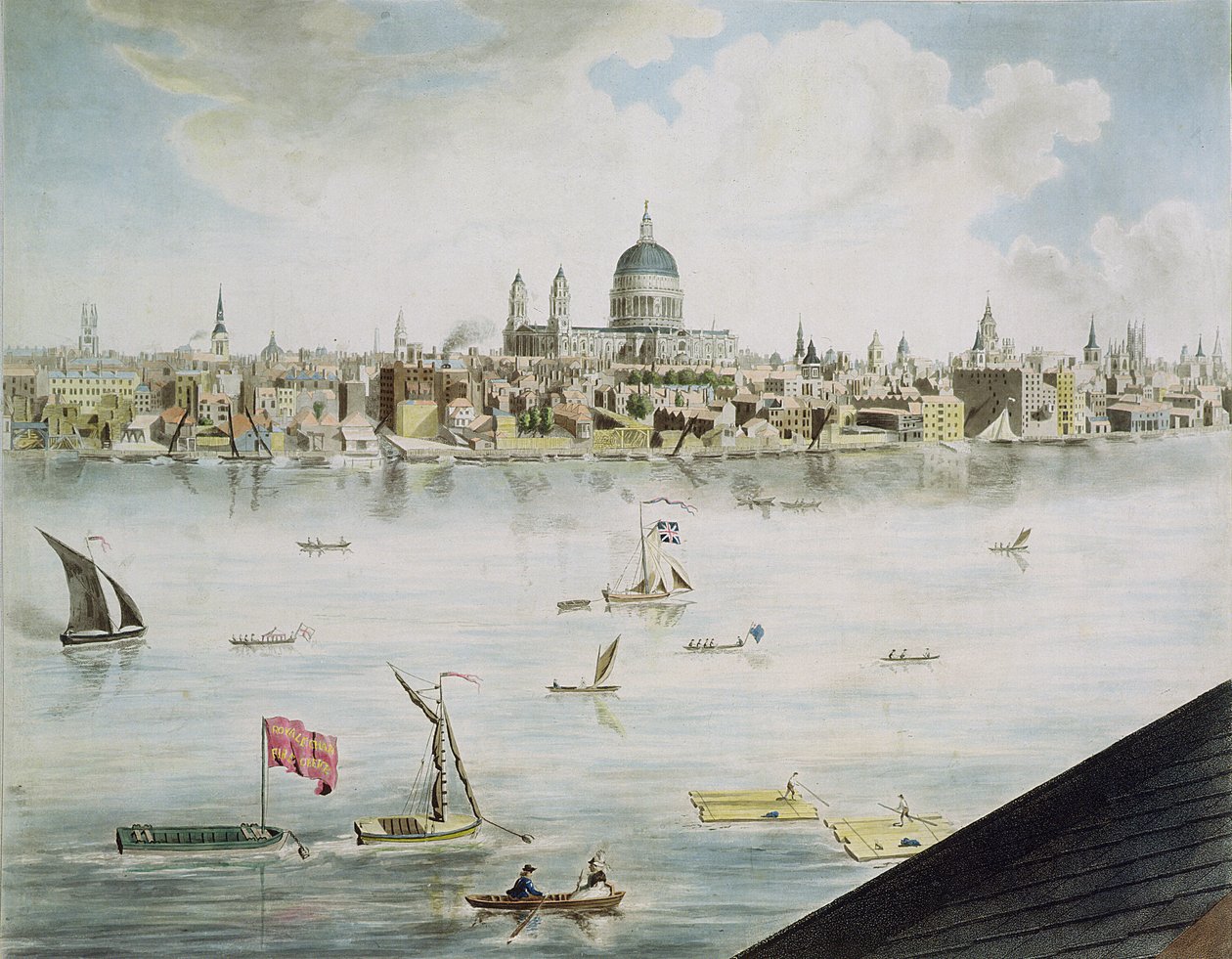Panoramautsikt over London, 1792-93 (farget akvatint) av Robert Barker
