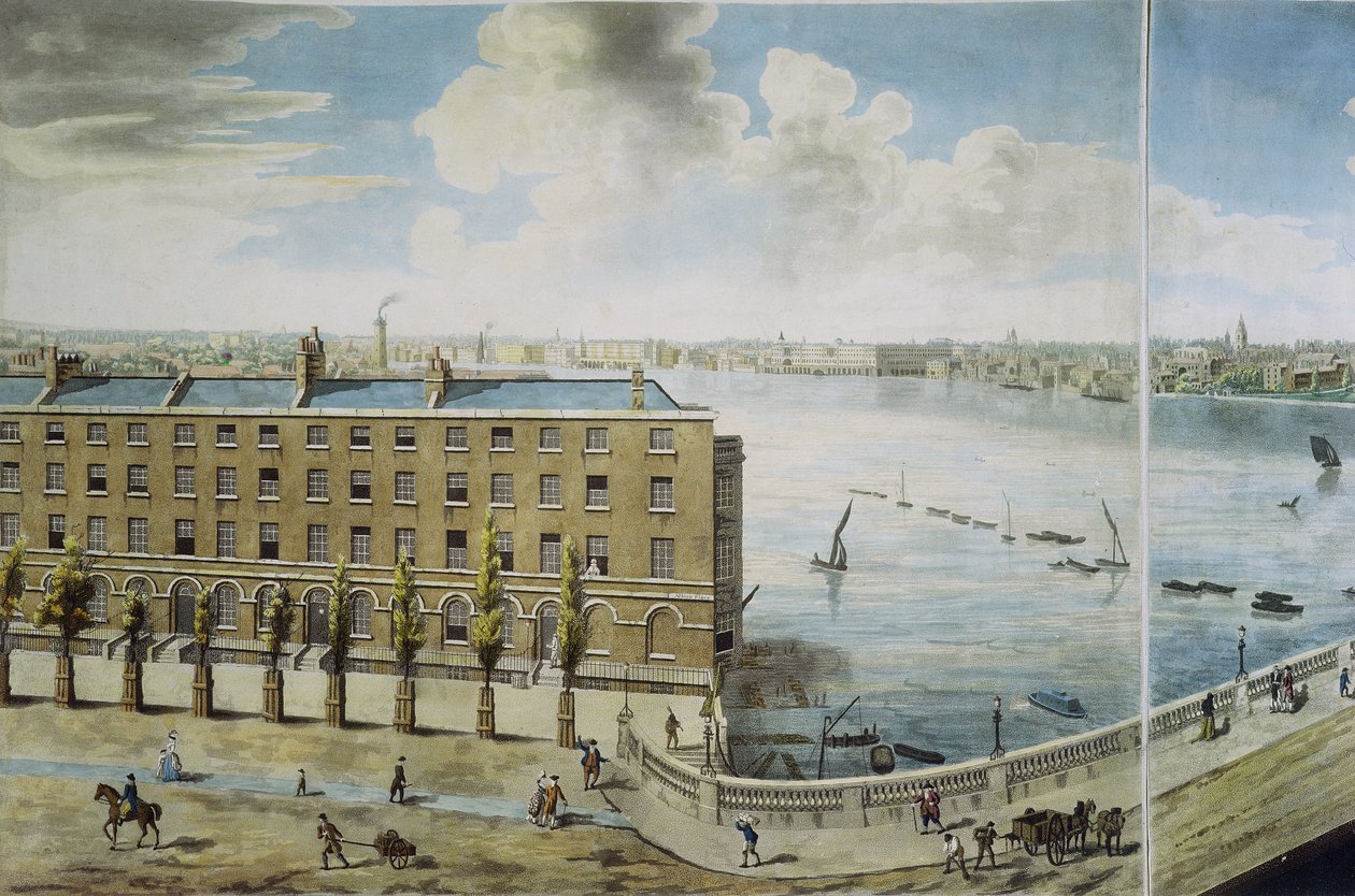 Panoramautsikt over London, 1792-93 (farget akvatint) av Robert Barker