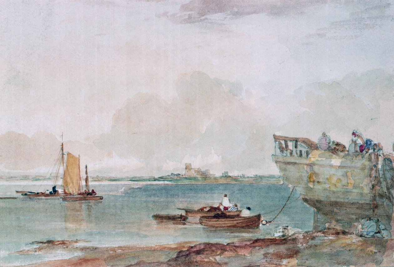 Havlandskap med båter, 1800-tallet (akvarell) av Robert Brandard