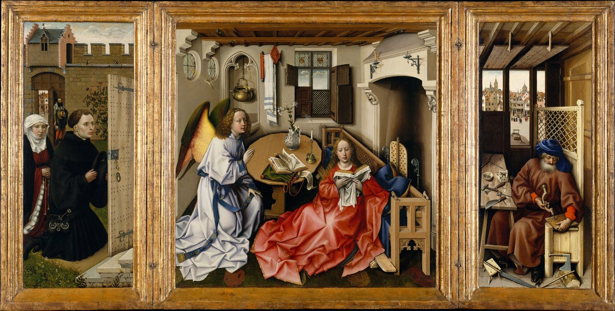 Triptyk med kunngjøringen, kjent som Merode altertavle av Robert Campin