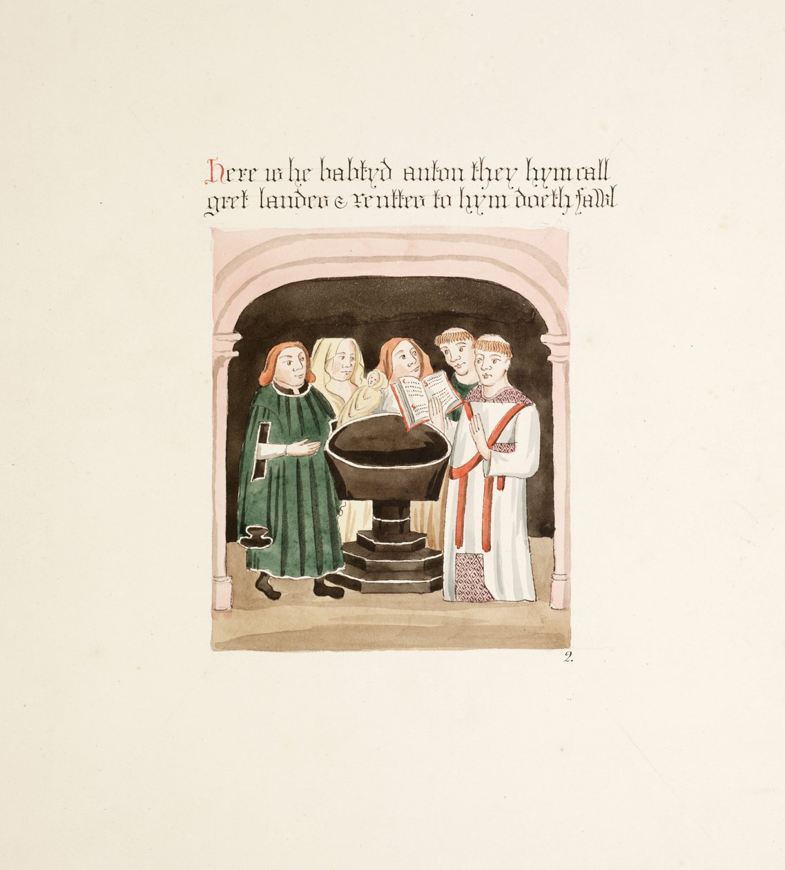 Ms. New Coll 380, f34r. Antikvitetene til Cathedral Church of Saint Mary, Carlisle, tegnet av Robert Carlile, 1795 (penn og blekk og wc på papir) av Robert Carlile